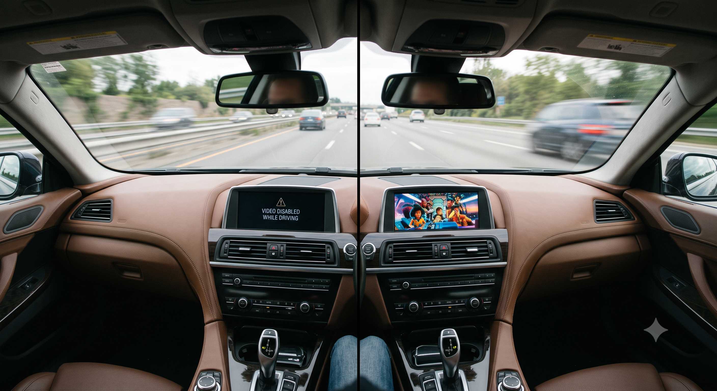BMW 미니 iDrive 비디오 인 모션 주행락 해제 코딩 전후 비교